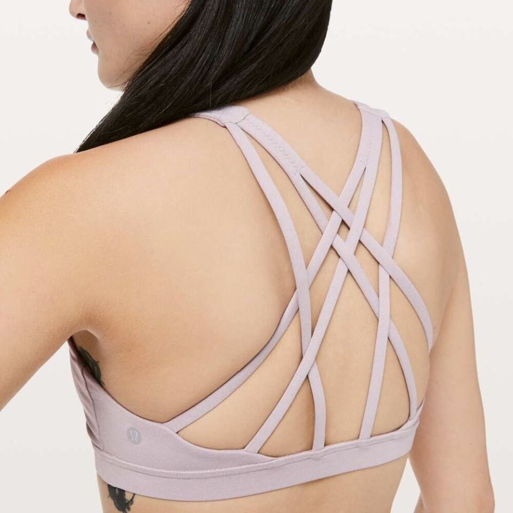 Lululemon Free To Be Serene Heathered Powdered Mauve Sports Bra size 2